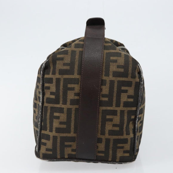 FENDI Zucca Canvas Hand Bag Black Brown Auth 145200