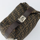 FENDI Zucca Canvas Hand Bag Black Brown Auth 145200-5