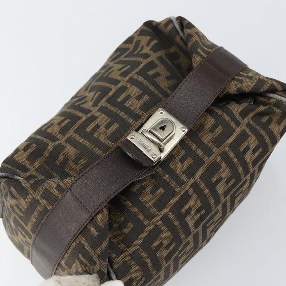 FENDI Zucca Canvas Hand Bag Black Brown Auth 145200