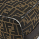 FENDI Zucca Canvas Hand Bag Black Brown Auth 145200-8
