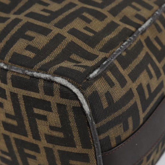 FENDI Zucca Canvas Hand Bag Black Brown Auth 145200