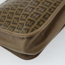 FENDI Zucchino Canvas Shoulder Bag Beige Gold Auth 145202-16