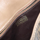 FENDI Zucchino Canvas Shoulder Bag Beige Gold Auth 145202-12