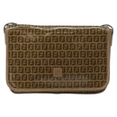 FENDI Zucchino Canvas Shoulder Bag Beige Gold Auth 145202-13