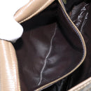 FENDI Zucchino Canvas Shoulder Bag Beige Gold Auth 145202-20