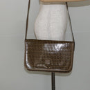 FENDI Zucchino Canvas Shoulder Bag Beige Gold Auth 145202-21