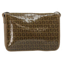 FENDI Zucchino Canvas Shoulder Bag Beige Gold Auth 145202-2