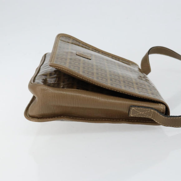 FENDI Zucchino Canvas Shoulder Bag Beige Gold Auth 145202