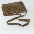 FENDI Zucchino Canvas Shoulder Bag Beige Gold Auth 145202-7
