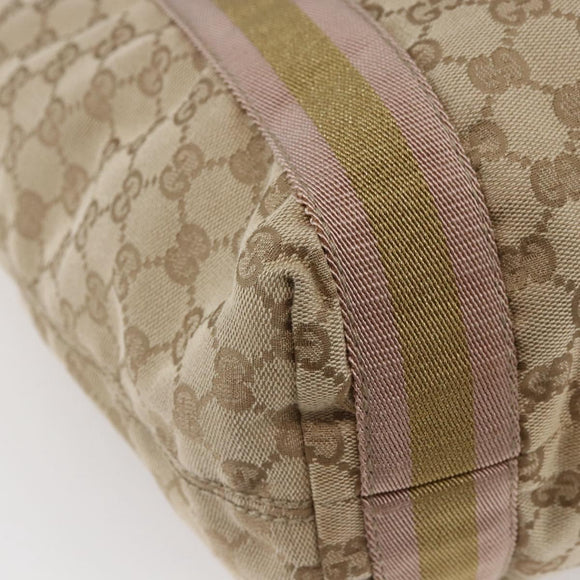 GUCCI GG Canvas Sherry Line Tote Bag Beige Gold pink 189669 Auth 145206