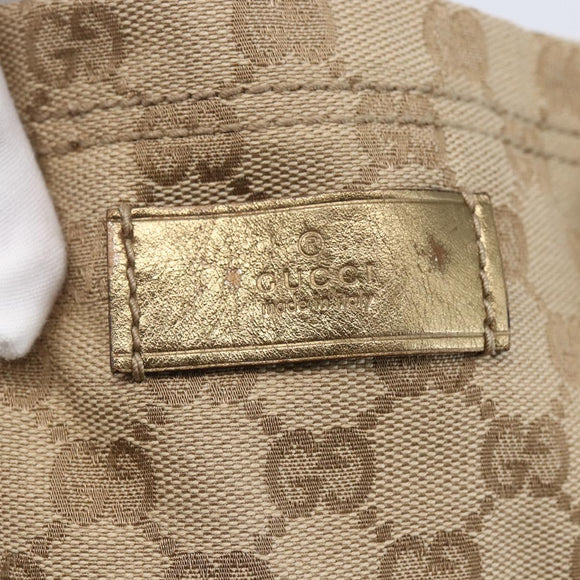 GUCCI GG Canvas Sherry Line Tote Bag Beige Gold pink 189669 Auth 145206