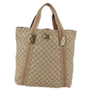 GUCCI GG Canvas Sherry Line Tote Bag Beige Gold pink 189669 Auth 145206-2