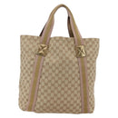 GUCCI GG Canvas Sherry Line Tote Bag Beige Gold pink 189669 Auth 145206-3