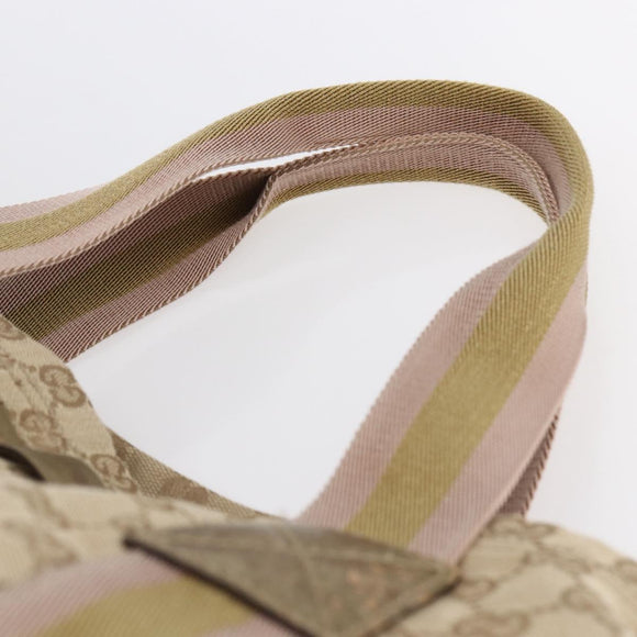 GUCCI GG Canvas Sherry Line Tote Bag Beige Gold pink 189669 Auth 145206