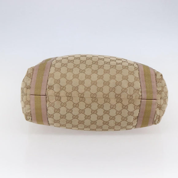 GUCCI GG Canvas Sherry Line Tote Bag Beige Gold pink 189669 Auth 145206