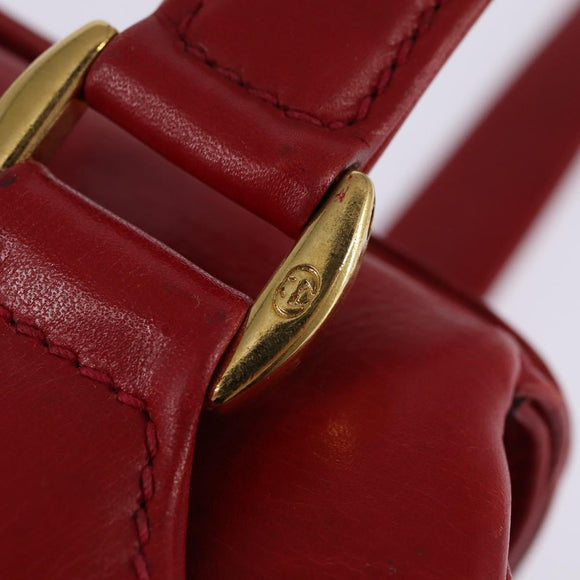 GUCCI Bamboo Shoulder Bag Leather Red Gold Auth 145209