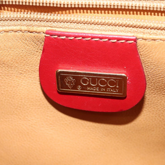 GUCCI Bamboo Shoulder Bag Leather Red Gold Auth 145209