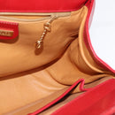 GUCCI Bamboo Shoulder Bag Leather Red Gold Auth 145209-19