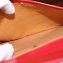 GUCCI Bamboo Shoulder Bag Leather Red Gold Auth 145209-21