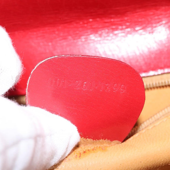GUCCI Bamboo Shoulder Bag Leather Red Gold Auth 145209