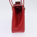 GUCCI Bamboo Shoulder Bag Leather Red Gold Auth 145209-3