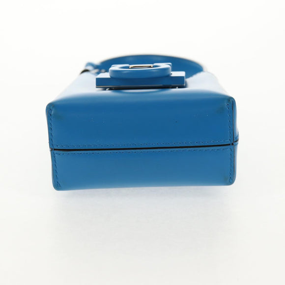 Salvatore Ferragamo Gancini Trifoglio Mini Handtas Leer Blauw Auth 145244M