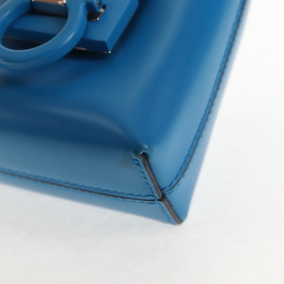 Salvatore Ferragamo Gancini Trifoglio Mini Handtas Leer Blauw Auth 145244M