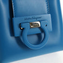 Salvatore Ferragamo Gancini Trifoglio Mini Handtas Leer Blauw Auth 145244M-18