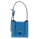Salvatore Ferragamo Gancini Trifoglio Mini Hand Bag Leather Blue Auth 145244M-14
