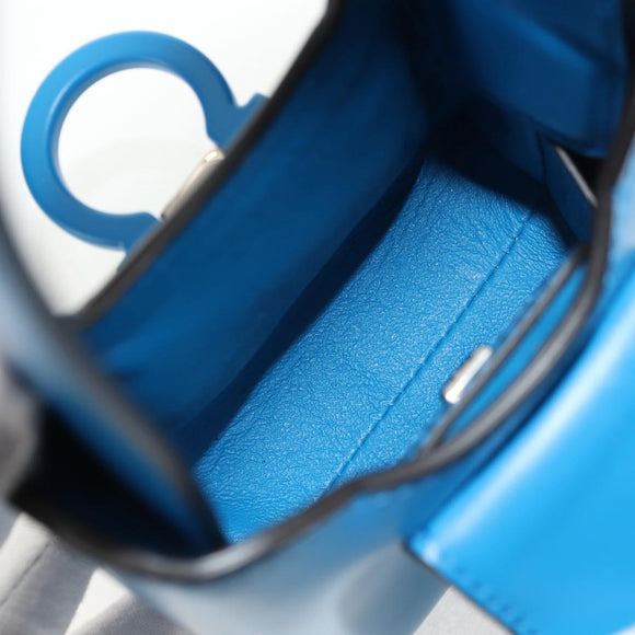 Salvatore Ferragamo Gancini Trifoglio Mini Hand Bag Leather Blue Auth 145244M