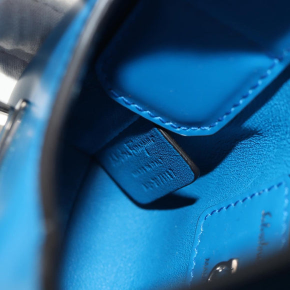 Salvatore Ferragamo Gancini Trifoglio Mini Handtas Leer Blauw Auth 145244M