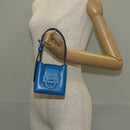 Salvatore Ferragamo Gancini Trifoglio Mini Hand Bag Leather Blue Auth 145244M-24