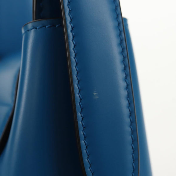 Salvatore Ferragamo Gancini Trifoglio Mini Handtas Leer Blauw Auth 145244M