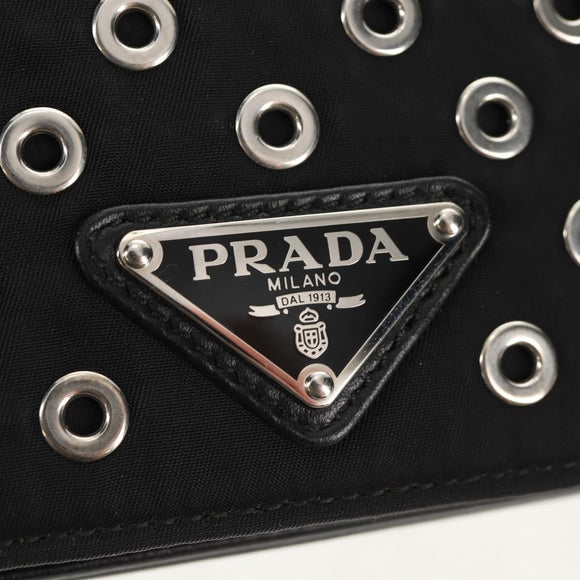 PRADA Chain Shoulder Bag Nylon Black Silver 1BD009 Auth 145246M
