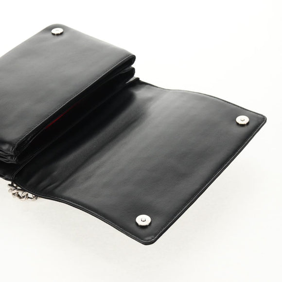 PRADA Chain Shoulder Bag Nylon Black Silver 1BD009 Auth 145246M