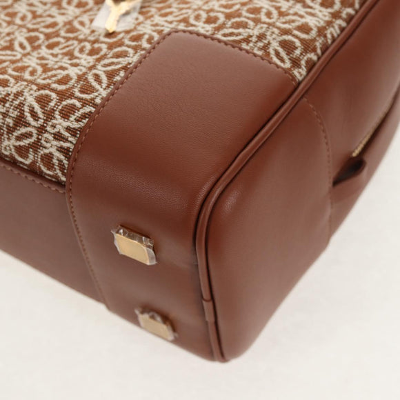 LOEWE Amazona 28 Repeat Anagram Bag Canvas Leather 2way Gold Brown Auth 145249SAM