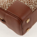 LOEWE Amazona 28 Repeat Anagram Bag Canvas Leather 2way Gold Brown Auth 145249M-19
