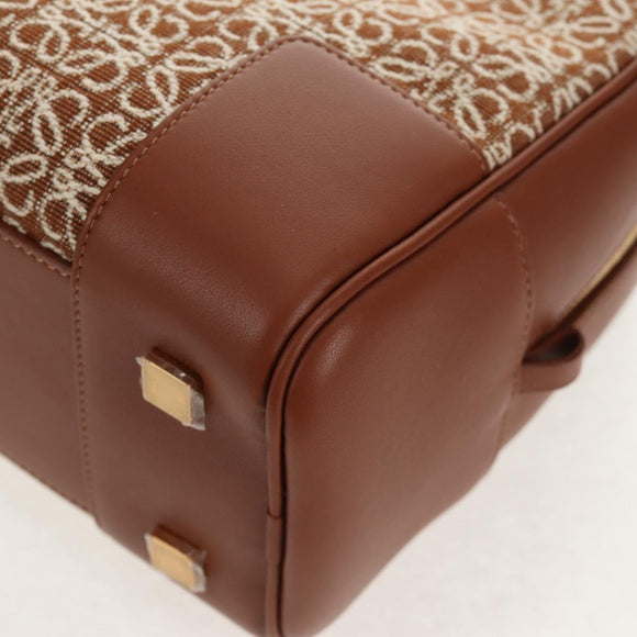 LOEWE Amazona 28 Repeat Anagram Bag Canvas Leather 2way Gold Brown Auth 145249SAM