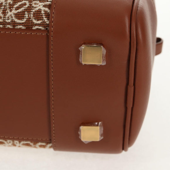 LOEWE Amazona 28 Repeat Anagram Bag Canvas Leather 2way Gold Brown Auth 145249SAM