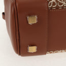 LOEWE Amazona 28 Repeat Anagram Bag Canvas Leather 2way Gold Brown Auth 145249M-7