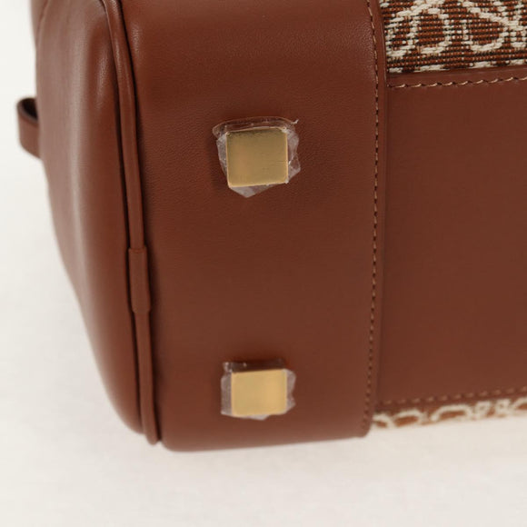 LOEWE Amazona 28 Repeat Anagram Bag Canvas Leather 2way Gold Brown Auth 145249SAM