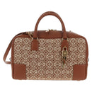 LOEWE Amazona 28 Repeat Anagram Bag Canvas Leather 2way Gold Brown Auth 145249M-14