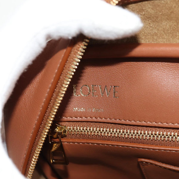 LOEWE Amazona 28 Repeat Anagram Bag Canvas Leather 2way Gold Brown Auth 145249SAM