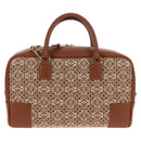 LOEWE Amazona 28 Repeat Anagram Bag Canvas Leather 2way Gold Brown Auth 145249M-3