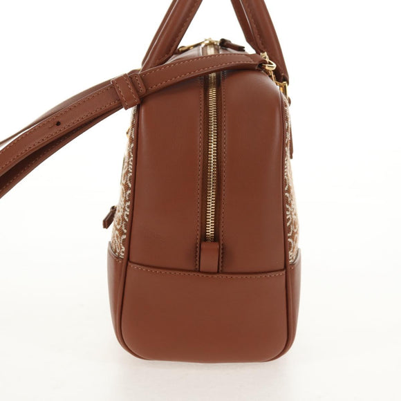 LOEWE Amazona 28 Repeat Anagram Bag Canvas Leather 2way Gold Brown Auth 145249SAM