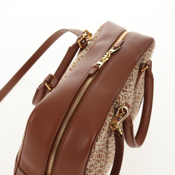 LOEWE Amazona 28 Repeat Anagram Bag Canvas Leather 2way Gold Brown Auth 145249SAM