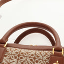 LOEWE Amazona 28 Repeat Anagram Bag Canvas Leather 2way Gold Brown Auth 145249M-15