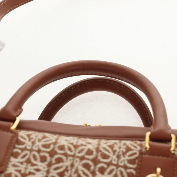 LOEWE Amazona 28 Repeat Anagram Bag Canvas Leather 2way Gold Brown Auth 145249SAM