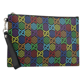 GUCCI GG Psychedelic Clutch Bag PVC Multicolor Silver 601087 Auth 145251
