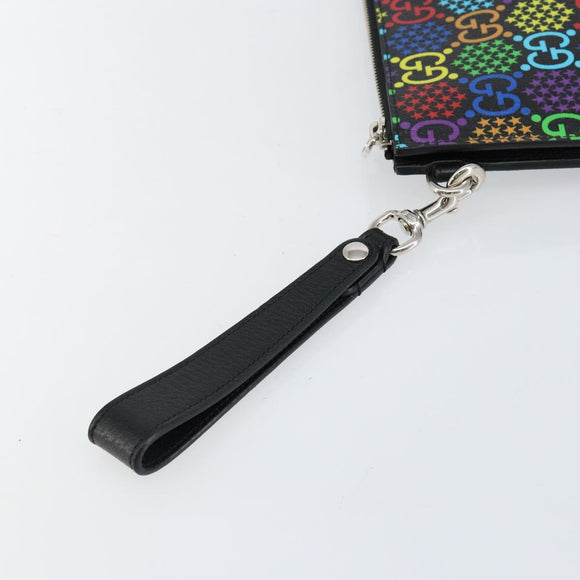 GUCCI GG Psychedelic Clutch Bag PVC Multicolor Silber 601087 Auth 145251V